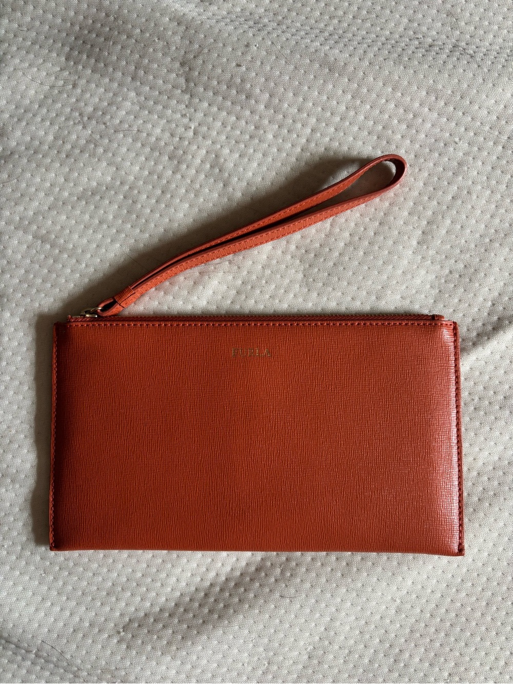 Furla Burnt Orange Leather Wristlet
